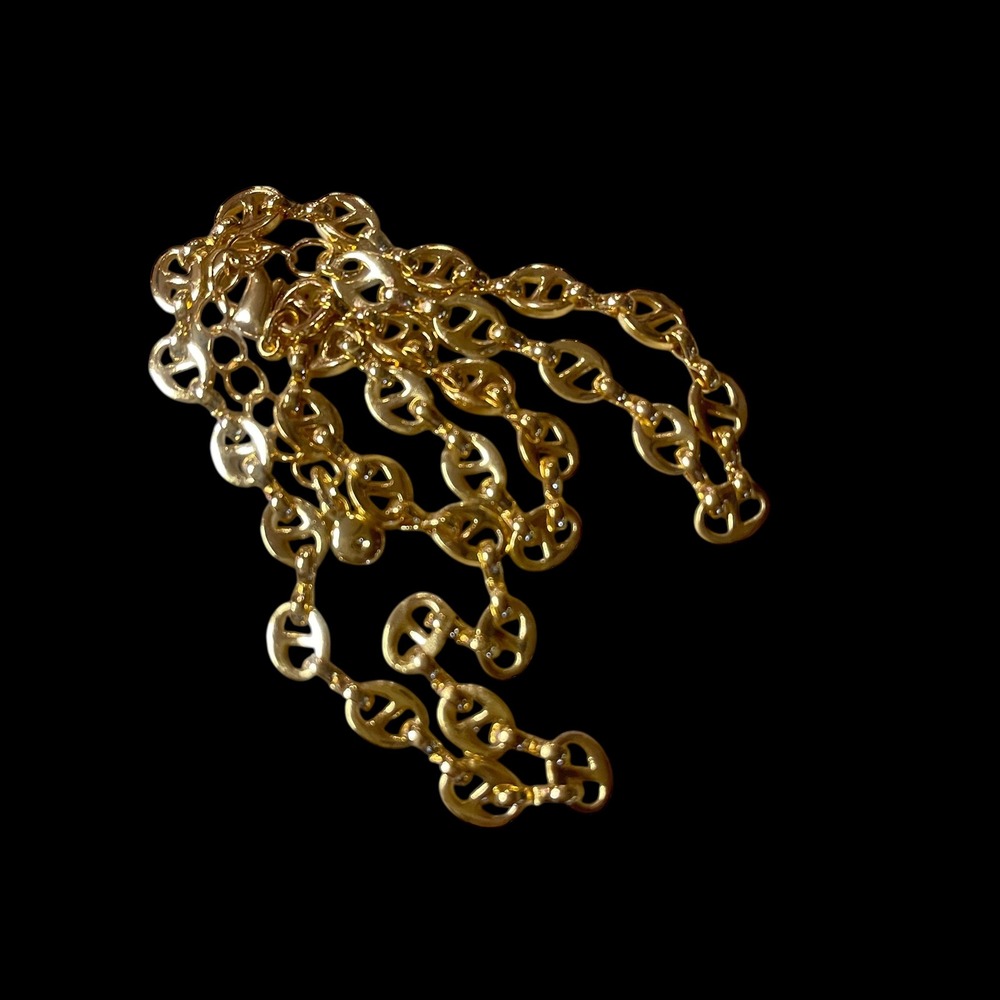Gold Tone Link Chain Necklace Adjustable Clasp 16" Extender clasp - Picture 3 of 7